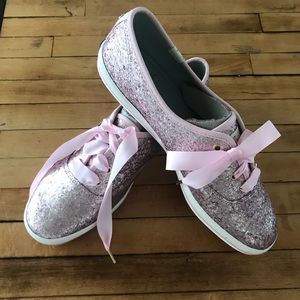 Kate Spade Keds pink glitter shoes